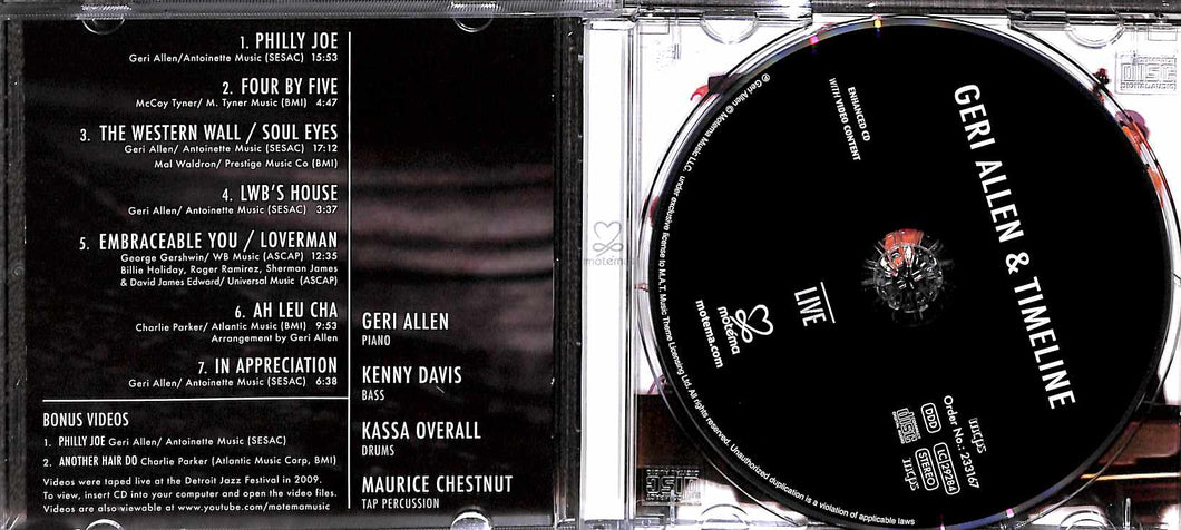 Cd - Geri Allen & Timeline  Live Motéma  MTM-42